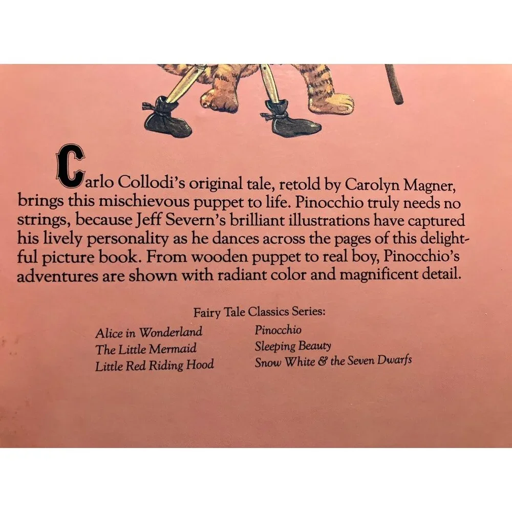 Pinocchio Hardcover Carolyn Magner 1993 Book Club Of America Fairy Tale Classic